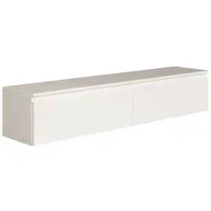 SELSEY Meuble TV 2 portes -suspendu - BEMMI- 150 cm - blanc pas cher