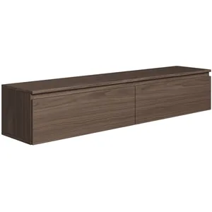 SELSEY Meuble TV 2 portes -suspendu - BEMMI- 150 cm - noyer du Wisconsin pas cher