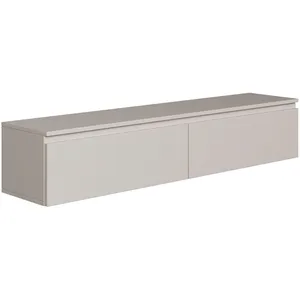 SELSEY Meuble TV 2 portes -suspendu - BEMMI- 150 cm - greige pas cher