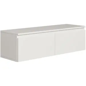 SELSEY Meuble TV 2 portes -suspendu - BEMMI- 100 cm - blanc pas cher