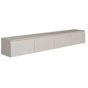 SELSEY Meuble TV 4 portes -suspendu - BEMMI- 200 cm - greige pas cher