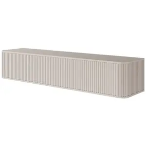 SELSEY Meuble TV 3 portes -suspendu - OVARLO - 163 cm - greigeVendu parcdiscount