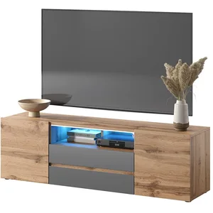 Selsey Meuble TV / Meuble de salon - BROS - 140 cm - chêne wotan / gri... pas cher