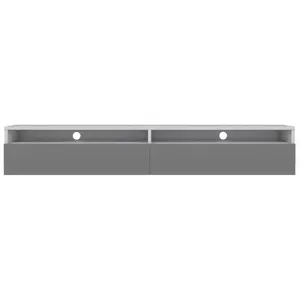 SELSEY Meuble TV - REDNAW - 180 cm - blanc mat - gris brillant - 2 niches ouvertes - avec 2 tiroirs - style moderne pas cher