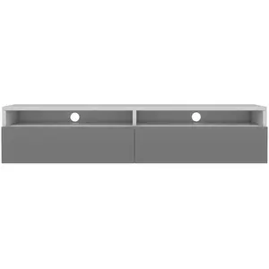 SELSEY Meuble TV - REDNAW - 140 cm - blanc mat / gris brillant - 2 niches ouvertes - avec 2 tiroirs - style moderne pas cher