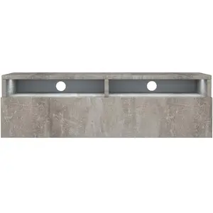 SELSEY Meuble TV - REDNAW - 100 cm - gris béton - 2 niches ouvertes - avec tiroir - style moderne - avec LED pas cher