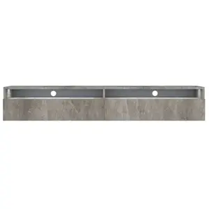 SELSEY Meuble TV - REDNAW - 180 cm - gris béton - 2 niches ouvertes - avec 2 tiroirs - style moderne - avec LED pas cher