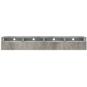 SELSEY Meuble TV - REDNAW - 200 cm - gris béton - 4 niches ouvertes - 2 tiroirs - style moderne - avec LED pas cher
