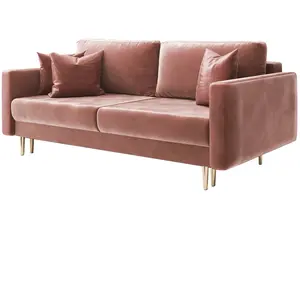 SELSEY Canapé convertible - VALICO - 230 cm - 3 places - rose hydrophobe