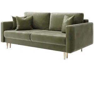 SELSEY Canapé convertible - VALICO - 230 cm - 3 places - olive hydrophobe pas cher