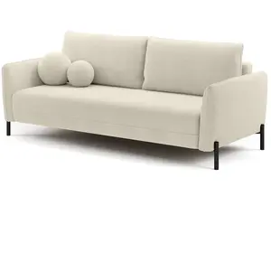 SELSEY Canapé convertible 3 places - VERUCO - en tissu chenille crème ... pas cher