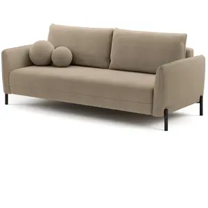 SELSEY Canapé convertible 3 places - VERUCO - en tissu chenille beige imperméable
