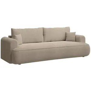SELSEY Canapé convertible trois places - OVO - tissu chenille beige