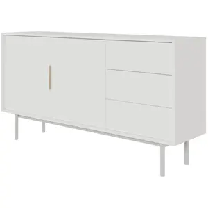 Selsey Komoda Viviaro - 154 cm Wit - tweedeurs met drie lades pas cher