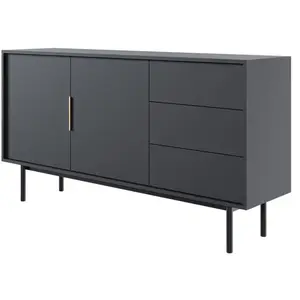 SELSEY Commode - VIVIARO - 154 cm avec trois tiroirs - noir