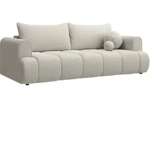 SELSEY Canapé convertible trois places - DANDELINO - tissu chenille gris-beige