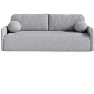 SELSEY Canapé convertible 3 places - GLOVE - en bouclette gris pas cher
