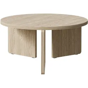 SELSEY Table basse ronde - PREFFINES - 85 cm - aspect bois clair pas cher