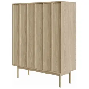 Selsey Commode haute à deux portes - NEKSTO - 100 cm - couleur de bois chêne huilé pas cher