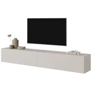 SELSEY Meuble TV 2 portes - BALEO - 200 cm - greige pas cher
