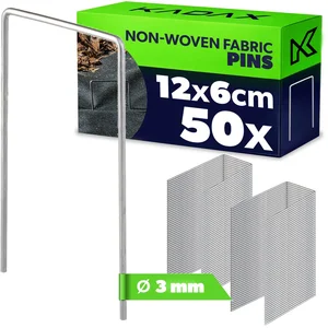 KADAX Stalen grondanker, U-vormige ankerharingen, tuinnietjes, bevestigingsharingen, onkruidvlies (50, 6 x 12 cm) pas cher