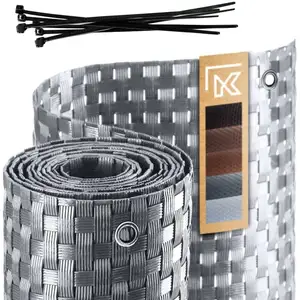 KADAX Inkijkbescherming voor balkon, terras, hek, weerbestendige mat van polyrotan, balkonbekleding met kabelbinders, inkijkbescherming, balkonbekleding, windscherm (1 m x 3 m, lichtgrijs) pas cher