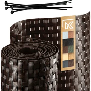 KADAX Hekband van technorattan, 19 x 255 cm, 10 kleuren, privacystrepen, inkijkbescherming, windscherm, voor balkon, terras, weerbestendige omheining, tuinhek (zwart/bruin)