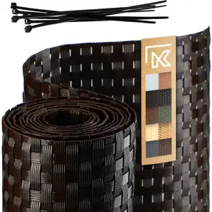 KADAX Tuinband van Technorattan, 19 x 255 cm, 10 kleuren, privacyfolie, rol, windscherm voor balkon, terras, weerbestendige hekmat, tuinhek (donkerbruin) pas cher
