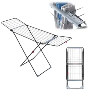 KADAX Vleugeldroger, wasdroger in verbeterde Plus-versie met praktische wielen en sokkenhangers, droogrek, vleugeldroogrek (antraciet Plus) pas cher