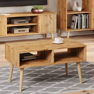 KOBI Table basse scandinave chêne wotan avec pieds en bois L 90 x P 50 x H 55 cm SANDI pas cher