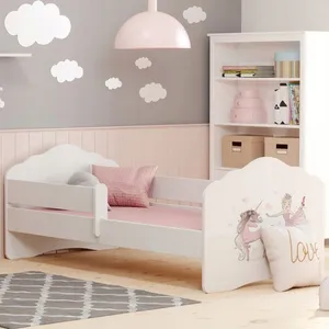 KOBI Lit enfant 160 x 80 cm + sommier + matelas + barrière de protection pas cher