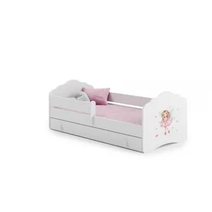 KOBI Lit enfant "fille rose", tiroir , matelas et barrière de protection , taille 140x70 pas cher