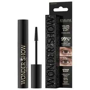 Eveline, Mascara, Cosmetics Wonder Show Mascara végétal - Longueur, volume et lift extrêmes (Intense Black) pas cher