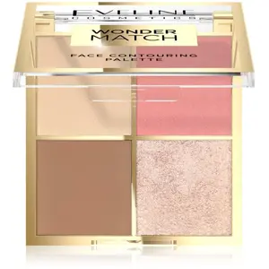 Comparateur de prix : Eveline Cosmetics Wonder Match Palette de visage multifonctionnelle végétalienne avec bronzant, blush, surligneur et poudre de fixation   Parfum chocolat
