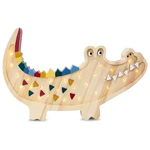 LITTLE LIGHTS Lampe Veilleuse Crocodile Bois Naturel pas cher