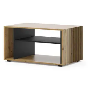 PETITS MEUBLES Table basse Auris 88 x 55 cm chêne artisan / noir mat pas cher