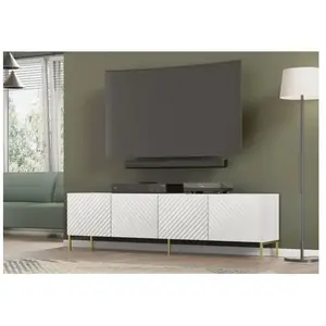 Meuble TV - AC-Déco - Surf - 4 portes - Blanc brillant - Design contemporain pas cher