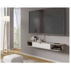 Meuble TV suspendu Icarus - AC-Déco - Beige - 156 cm - Contemporain - Design - Porte(s) pas cher