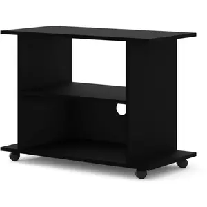 Meubles TV - AC-Déco - Table meuble TV à roulettes "Yogi" - Noir mat - L 80 cm pas cher
