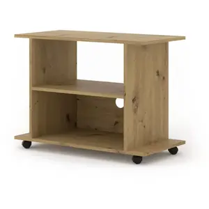 Meubles TV - AC-Déco - Table meuble TV à roulettes "Yogi" - Beige - L 80 cm pas cher
