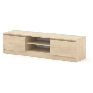 HOMLANDO Meuble TV MAJA 150 cm chêne Cremona 2 compartiments fermés... pas cher