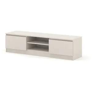 HOMLANDO Meuble TV MAJA 150 cm kaszmir 2 portes fermées 2 étagères o... pas cher