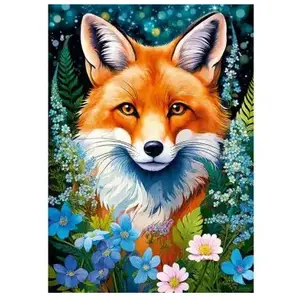 Konjac Sponge Puzzle da 1000 Pezzi - Red Fox in Flowers (1000 pièces) pas cher