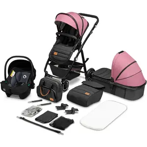 Poussette bébé 3en1 LIONELO Amber - Jusqu'à 22Kg - iSize - RoseVendu parcdiscount