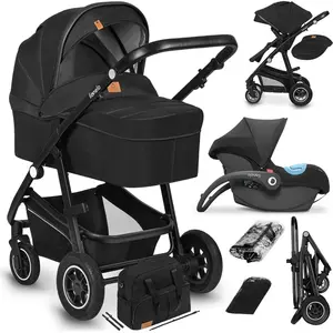 Poussette combinée LIONELO Bianka - Jusqu'à 22Kg - Noir