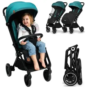 Poussette bébé compacte LIONELO Cloe - Jusqu'à 22 Kg - Système légère & pliable - Grandes Roues - Vert pas cher