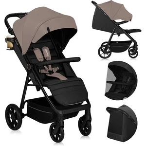 Poussette tout terrain LIONELO Mira - Jusqu'à 22 kg - Grande surface - Grandes roues - Beige pas cher