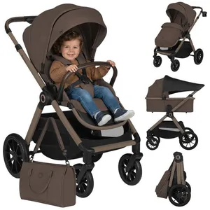 Poussette 2 en 1 LIONELO Layla - Nacelle - Sac à langer - Habillage pluie - Accessoires - Jusquà 22kg - Chocolat pas cher