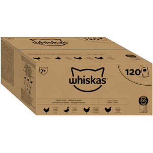 Whiskas Senior 7+ Nourriture humide pour chat au choix mixte, en gelée, 120 sachets de portions, 120 x 85 g (1 grand paquet)   Nourriture humide de haute qualité pour chats à partir de 7 ans pas cher