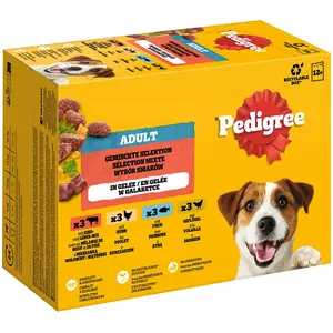 Multipack Pedigree pour chien - sélection variée en gelée (4 variétés) 12 x 100 g pas cher